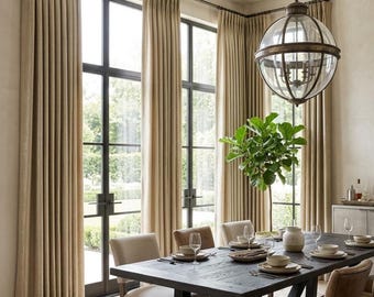 Soft Glow Viscose Drapery "Shima" Collection. Luxury Shimmering Viscose Curtains. Custom Boho Shiny Window Drapes. Pinch Pleat Drapery.