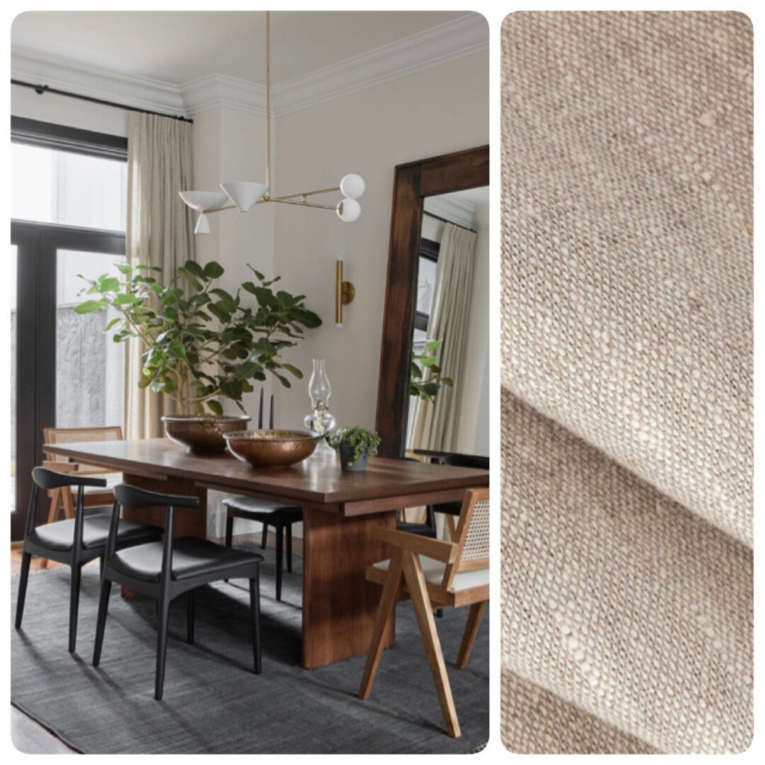 Custom Washed Linen Oatmeal Drapery Panels. 100 Linen Fabric. Etsy