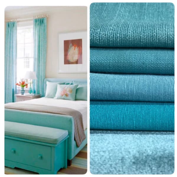 Turquoise Curtains - Etsy