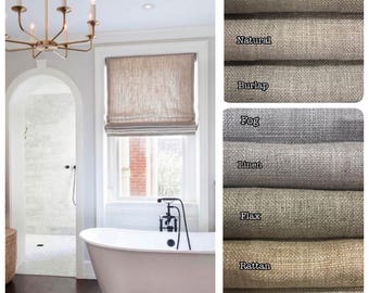 Custom Linen Blend Roman Shade: Handmade in Canada