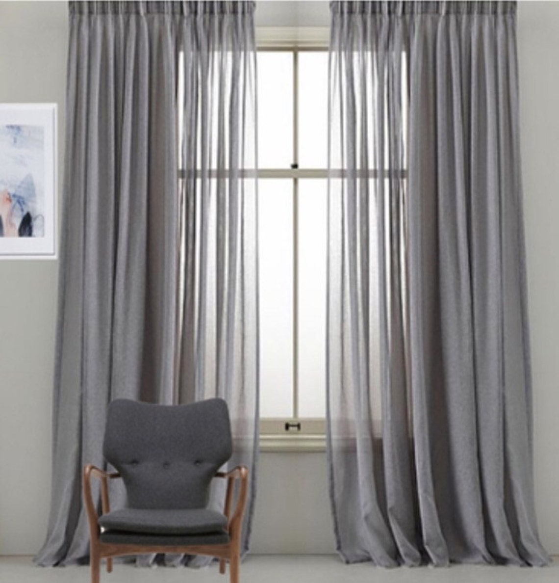 Custom Faux Sheer Linen Drapery Panels. Pinch Pleat French Etsy Canada