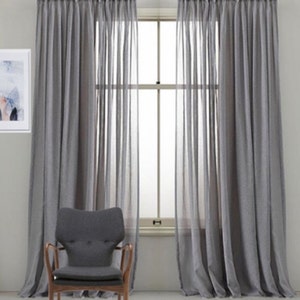 Custom Faux Sheer Linen Drapery Panels. Pinch Pleat,  French Pleat, Inverted Pleat. Grommet Top. Faux Linen Sheer Curtains. 9 colors