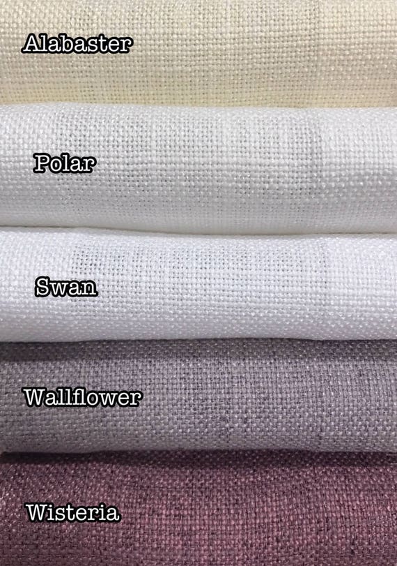 Fabric Swatches : Barister. "Prague" 100% Linen. "Joliesse" Faux Linen Cross Weave Linen. "Fresh" Faux Linen Basket Weave Linen