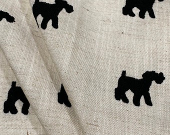Embroidered Scottie Dog Fabric: Cotton Linen Blend, DIY Crafts