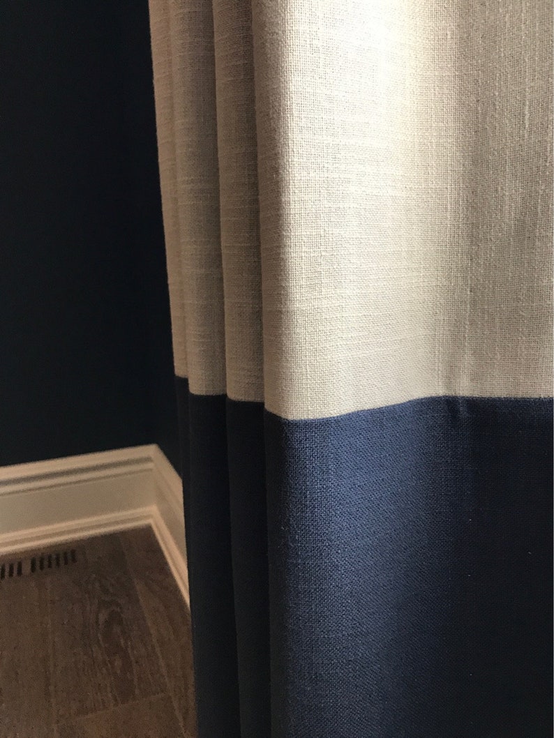 Designer Color Block Faux Linen Drapery Panels. Linenhouse Etsy