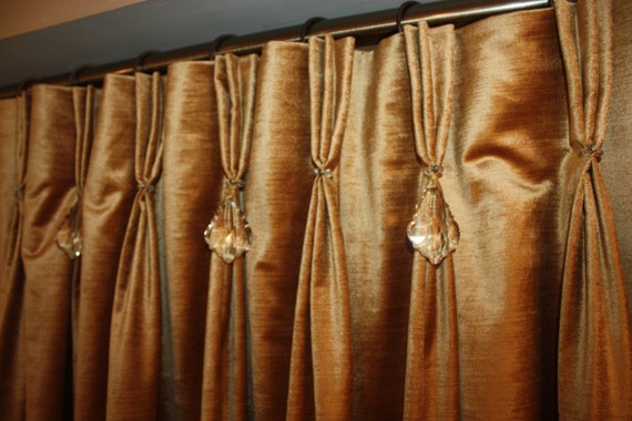 Custom Pinch Pleat Velvet Drapery With Crystals Rockwater Etsy