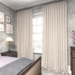 Goodnight Custom 100% Blackout Drapery.  Slumber Blackout Drapery Collection in 15 colors! Faux Linen Blackout Curtains. Bedroom Drapery.