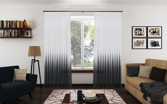 Ombre Sheer Drapery Panels Modern Ombre Fabric Curtains Etsy