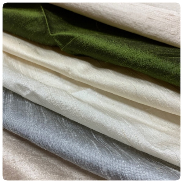 Pure Dupioni Silk Fabric for Drapery and Home Decor Projects. 6 Colors. 100% Raw Silk Fabric by the yard.