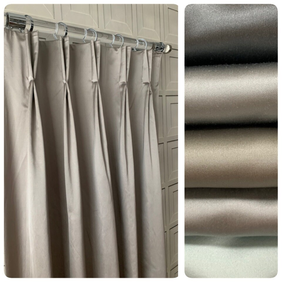 HFStudio Escada Cotton Satin Satin Designer Drapery Collection available in 25 Colors. Made in Canada. Pinch Pleat, French Pleat Curtains.