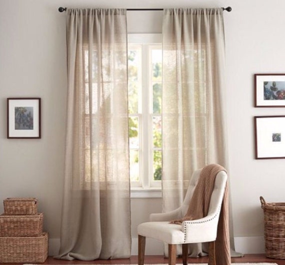100 Linen Relaxed Rod Pocket Drapery Panels Custom Drapery Etsy