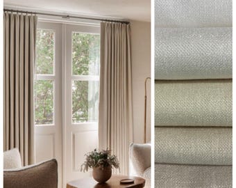Linelle Drapery Collection. Designer french and pinch pleat linen with a sheen drapery panels. Elegant and High End drapery Made in Canada.