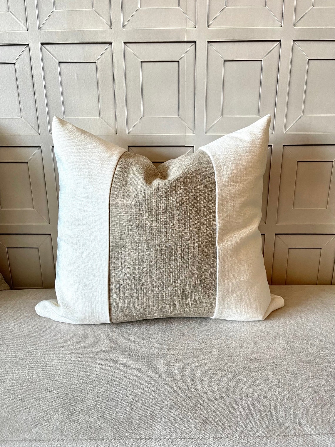 Custom Linen Cushion Covers With Color Block Design. Two Toned Etsy