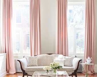 Blush Pink Linen Drapery Panel: Custom Velvet or Linen Drapes