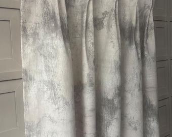 Elemental Bespoke Abstract Brushstroke Luxury 100% Cotton Drapes. Abstract Paint Curtains. Custom Pleated Drapery. Made in Canada.