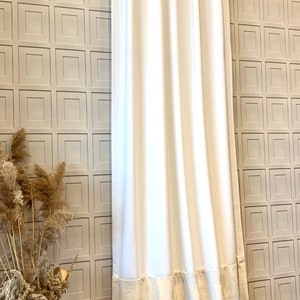 Color Block Linen and Lustre Velvet Designer Drapery Panels. Color Block Curtains. Pinch Pleat curtains. Custom Made Curtains in Canada.