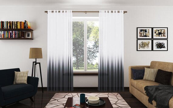 Ombre Sheer Drapery Panels Modern Ombre Fabric Curtains Etsy