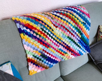 Rainbow baby blanket, pram blanket, handmade crochet, ready to ship