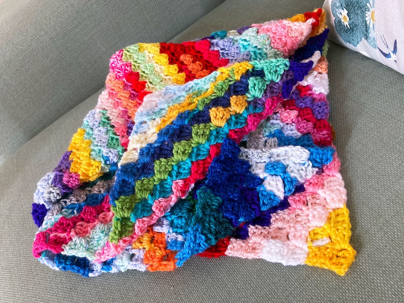 Rainbow baby blanket, pram blanket, handmade crochet, ready to ship image 4