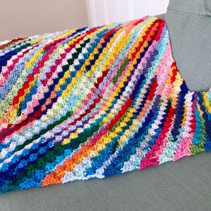 Rainbow baby blanket, pram blanket, handmade crochet, ready to ship image 3