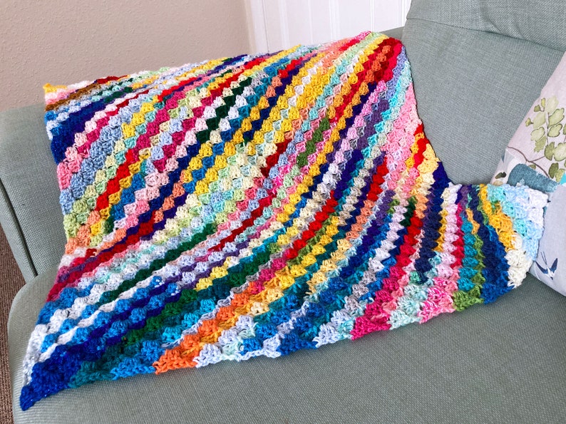 Rainbow baby blanket, pram blanket, handmade crochet, ready to ship image 3