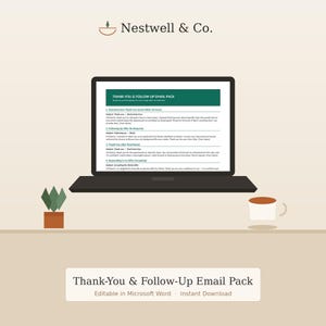 Dankes- und Follow-up-E-Mail-Paket: E-Mail-Vorlagen (Word, bearbeitbar, sofortiger Download)