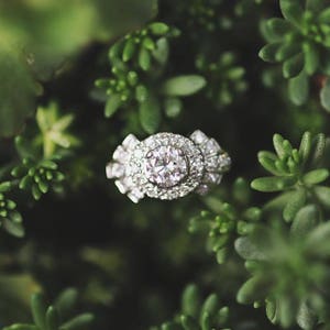 stunning 1 carat unique engagement ring Art Deco or Mid Century style/design image 2