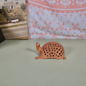 Vintage Ornament Small Wooden Carved Turtle Ornament