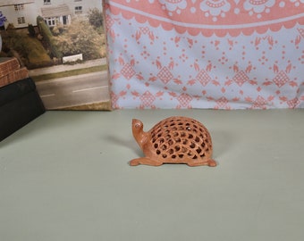 Vintage Ornament Small Wooden Carved Turtle Ornament