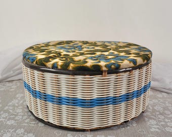 Vintage Blumen Nähkorb Handwerk Aufbewahrung