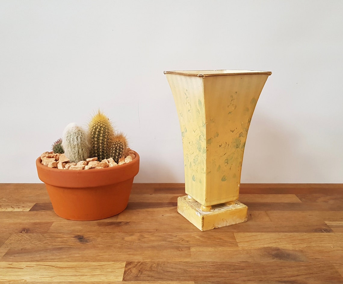 Vintage Rustic Tin Vase Old Tin Vase Old Garden Ware Boho Etsy