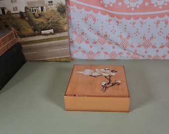 Vintage Oriental Holz Aufbewahrungsbox mit Blumenmuster