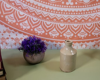Vintage Stoneware Ink Bottle: Victorian Home Decor (12cm)