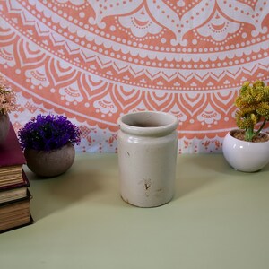 Vintage Stoneware Preserve Jar: Golden Shred Brand, Utensil Holder