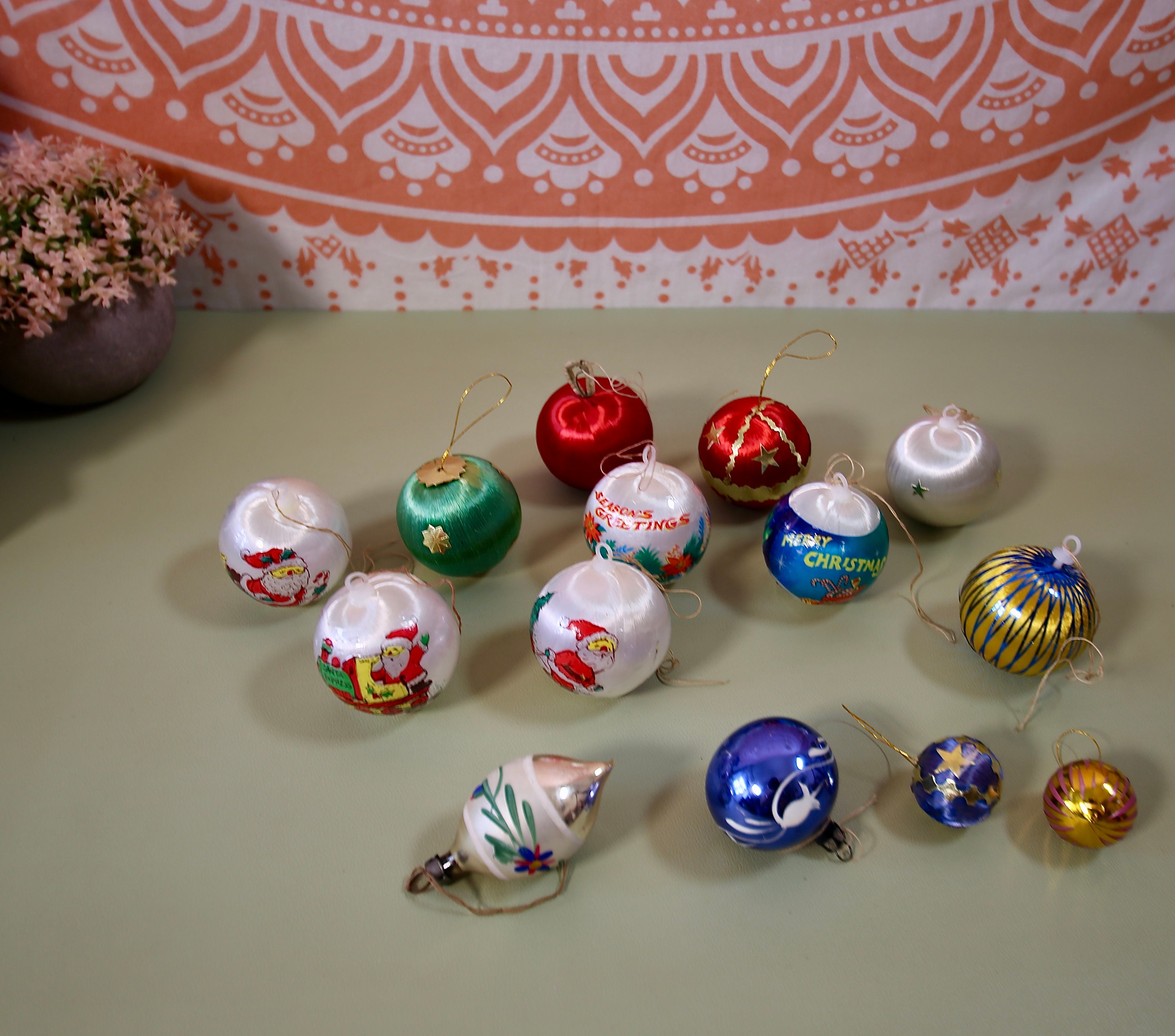 Vintage 14 Christmas Tree Baubles Old Christmas Tree Baubles