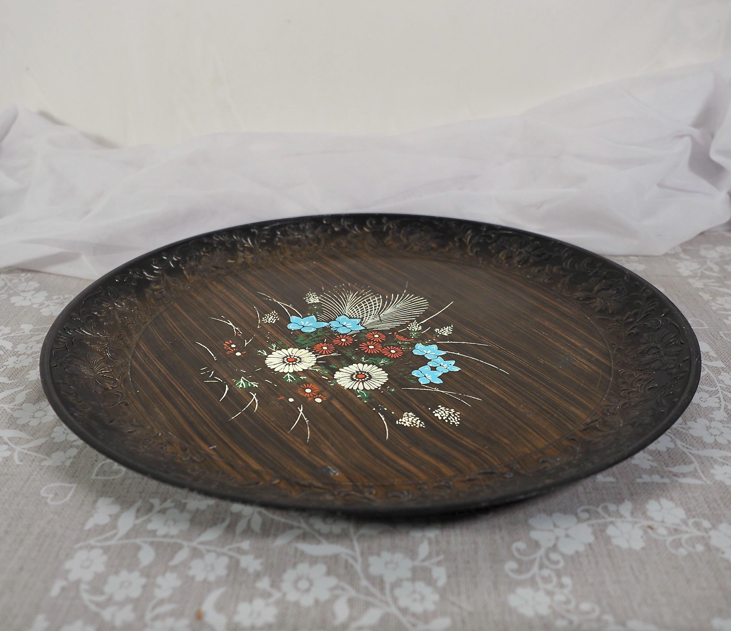 ヴィンテージの花柄サービングトレイ - Etsy 日本