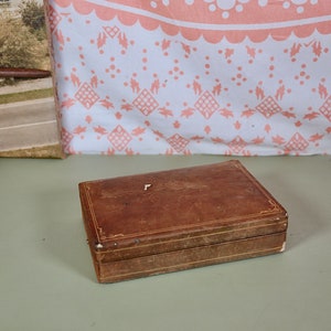 Vintage Storage Box Rustic Battered Wooden Storage Box Covered In A Leather Type Material