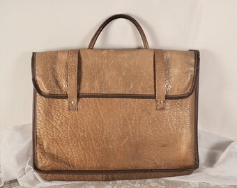 Vintage Brown Leather Music Case