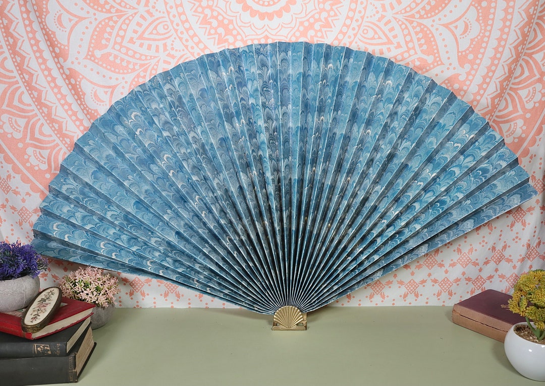Vintage Fan Paper and Metal Folding Fan - Etsy