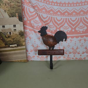 Vintage Wood and Metal Chicken Wall Hook