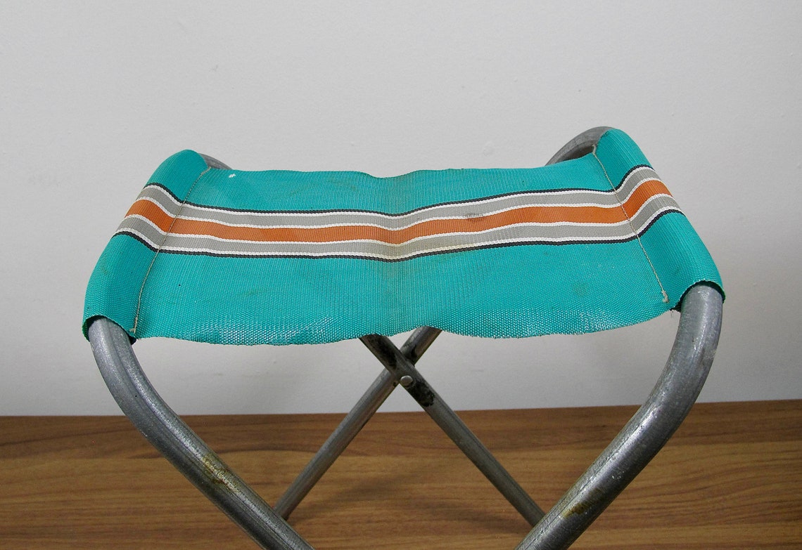 Vintage Folding Camping Stool Rustic Camping Stool Retro Boho Etsy