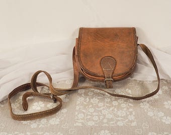 Vintage Small Brown Leather Handbag