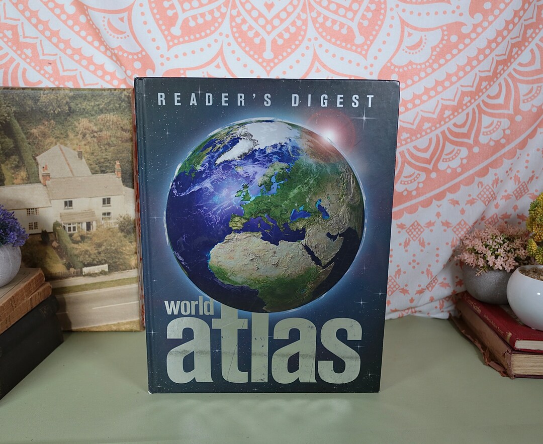 Vintage Book Readers Digest World Atlas Book - Etsy