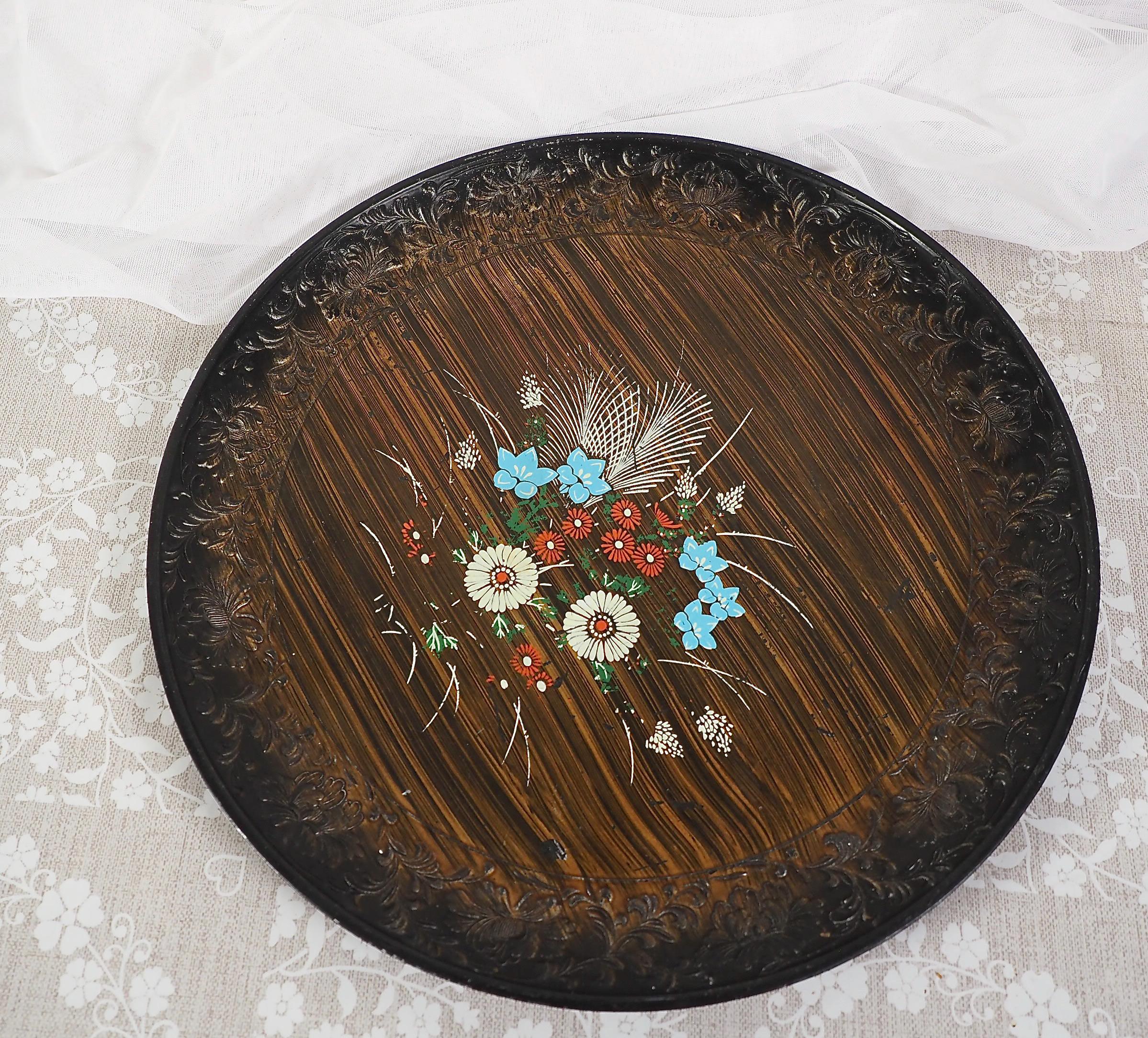 アンティーク調 花柄サービングトレイ ヴィンテージの花柄サービングトレイ - Etsy 日本