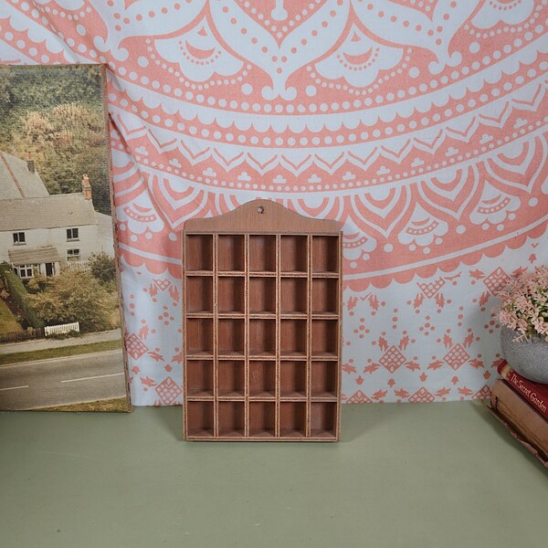 Vintage Small Wooden Thimble Display Shelf Trinket Shelf