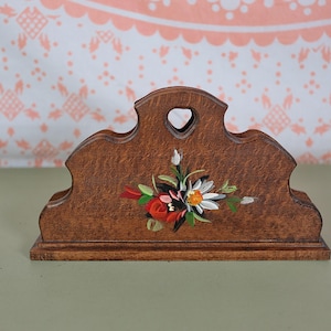 Vintage Wooden Letter Rack Wooden floral Pictured Letter Rack