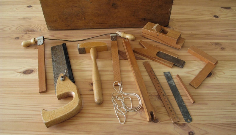 Vintage rustikale Holz Werkzeug Set alte Holz Kinder Werkzeug | Etsy
