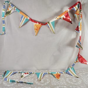 Vintage Bunting Flags Double Sided Fabric Bunting