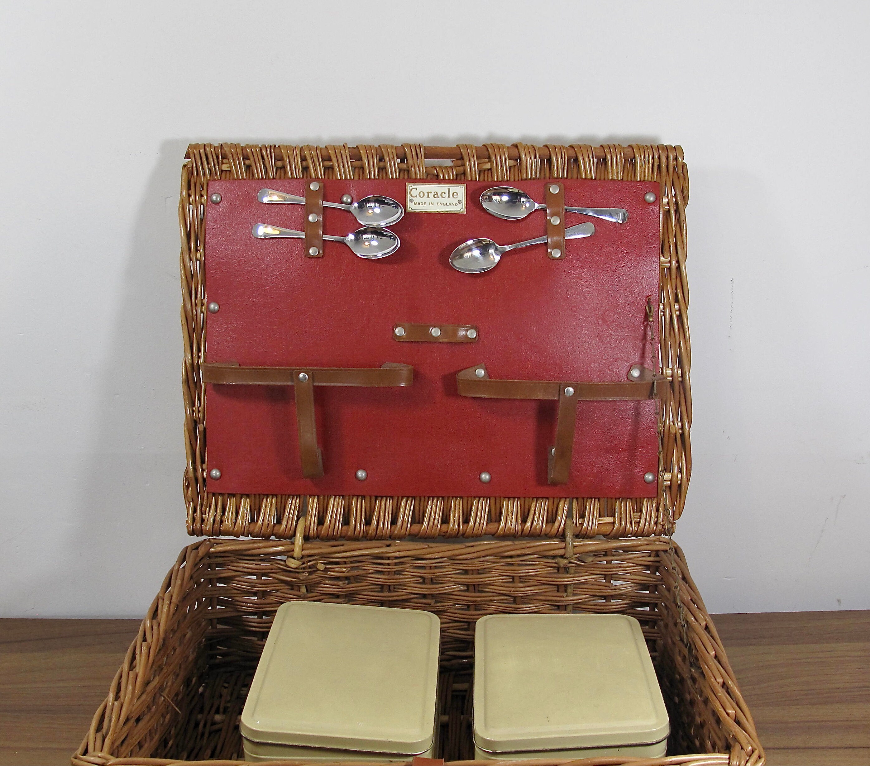 Vintage Rustic Wicker Coracle Picnic Basket Retro Boho Old Etsy