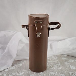 Vintage Brown Leather Camera Lens Case Made In Switzerland